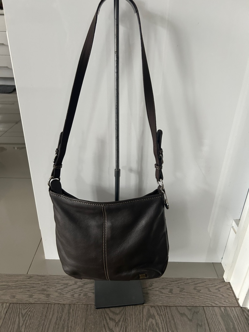 The Sak Dark Brown Leather Messenger Bag